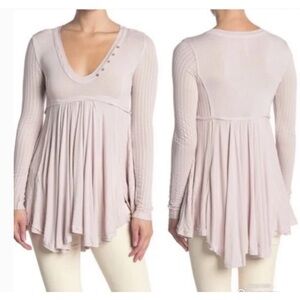 Free People Birdie Henley shirt babydoll top tunic